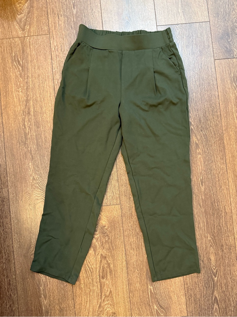 Mango Dark Olive Pull-On Tapered Ankle Pants